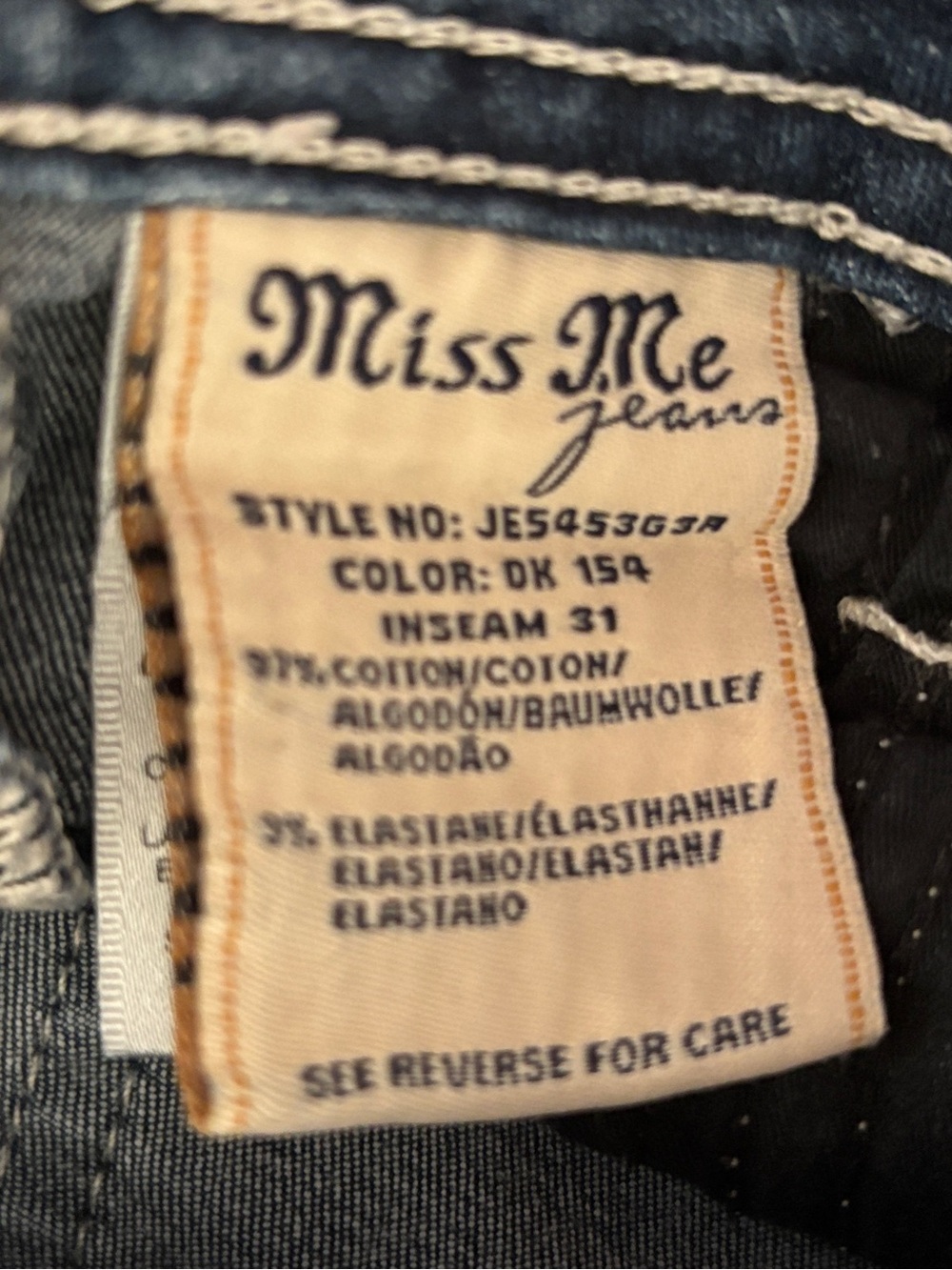 Miss Me Medium-Dark Blue Skinny Jeans with Rhinestone Trim - Picture 8 of 16